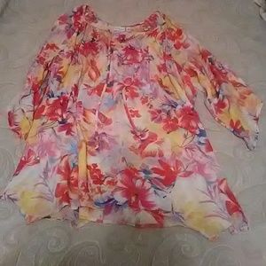 3x Kim Rogers chiffon, cut out shoulder blouse
